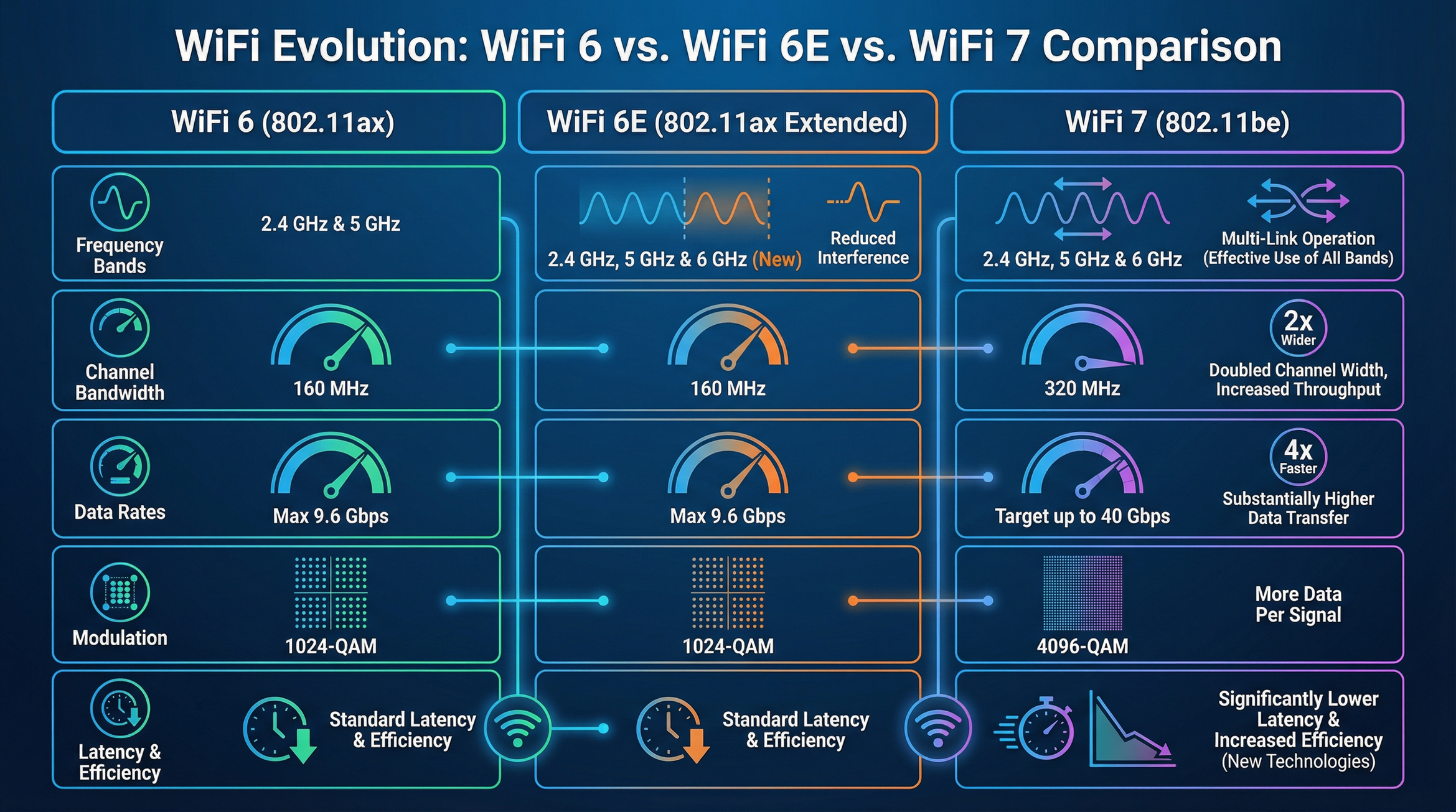 Comparison chart between Wi-Fi 6 and Wi-Fi 7